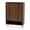 Baxton Studio Landen Mid-Century Modern Walnut Brown and Gold Finished Wood 2-Door Entryway Shoe storage Cabinet 174-10958-Zoro - alternate 1